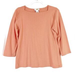 Talbots | Vintage Bateau Orange 3/4 Sleeve Tee Shirt 100% Cotton Womens Large